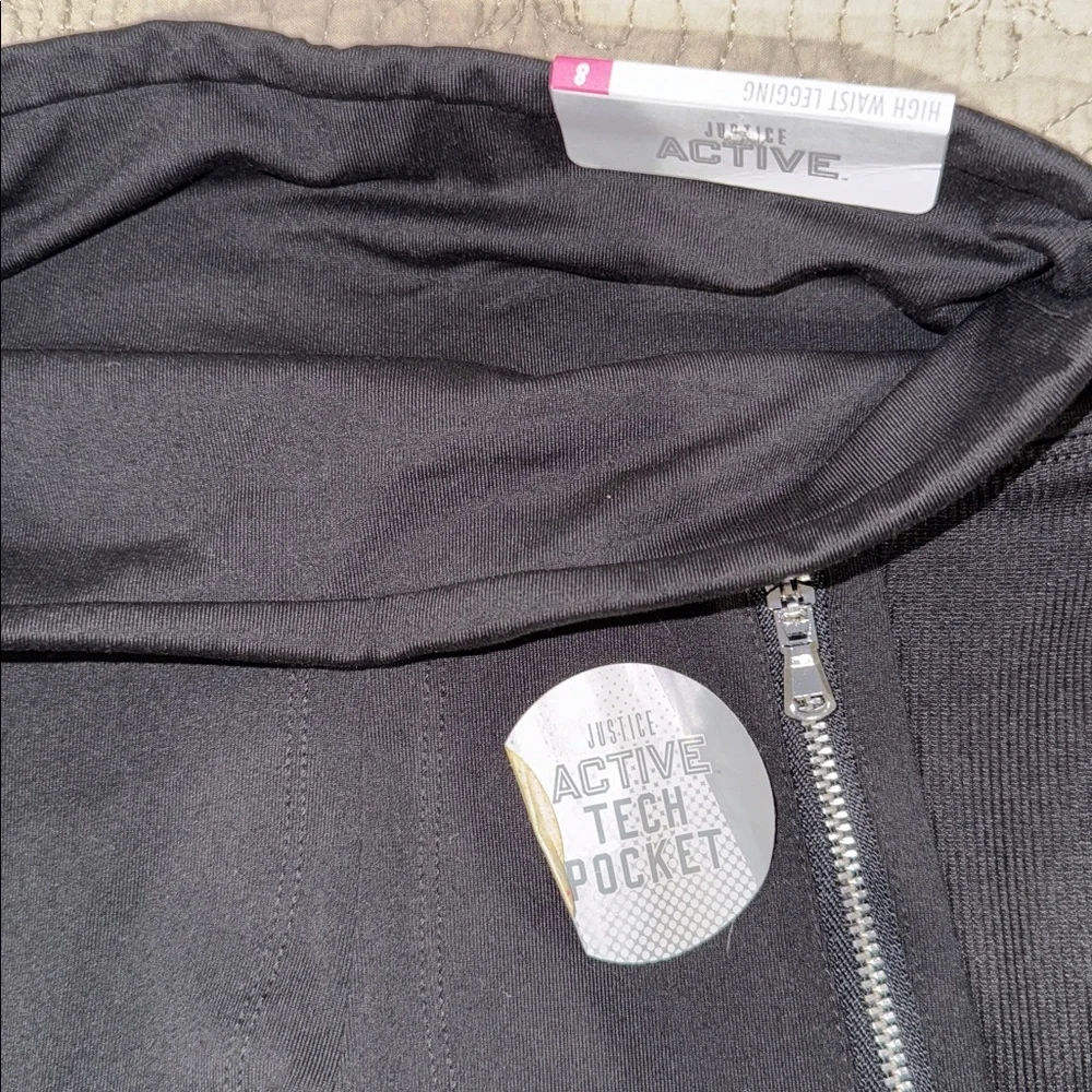 Justice Black Kids Leggings with Zipper Pockets‎